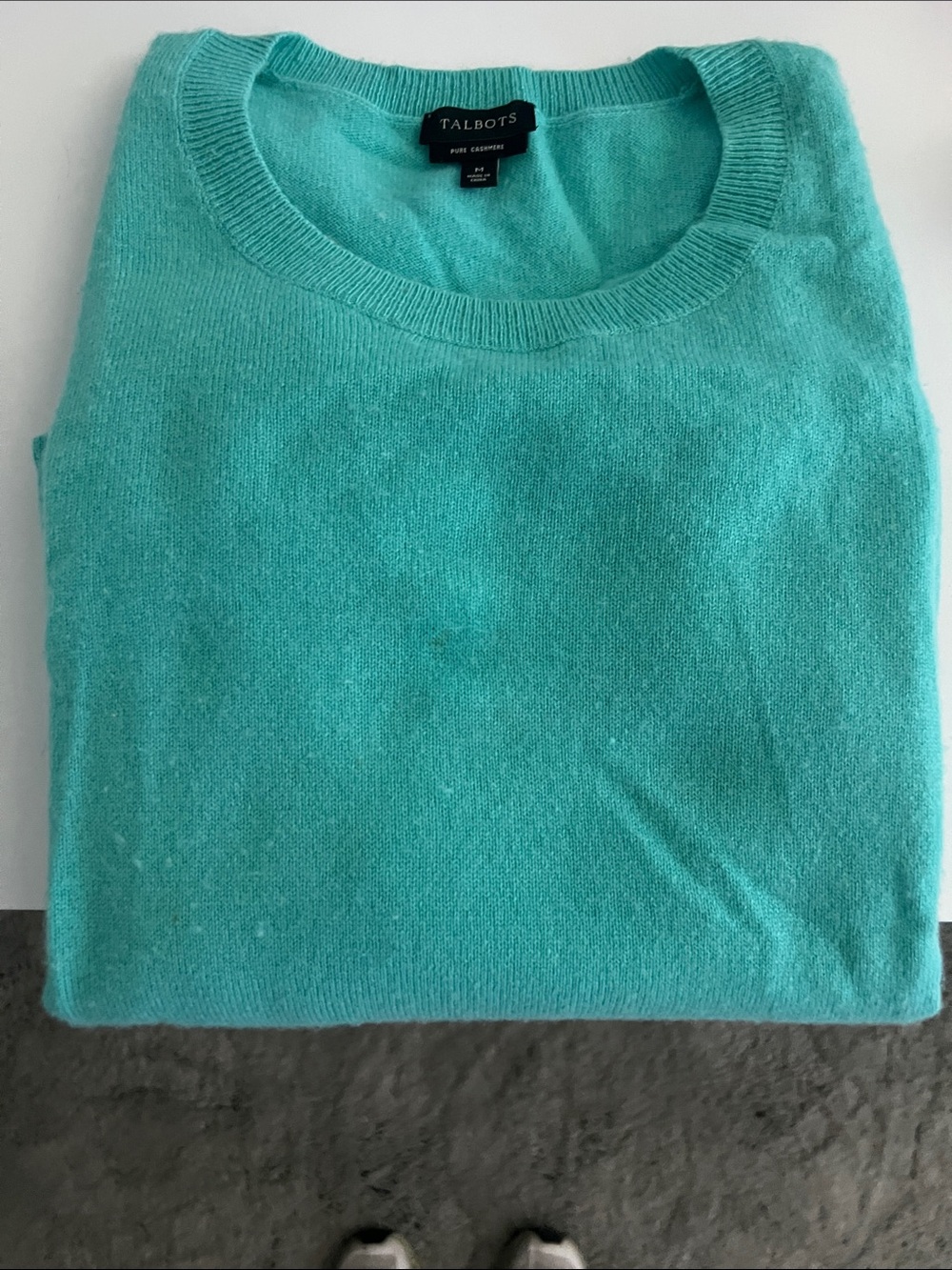 Talbots Aqua Crewneck Cashmere Sweater